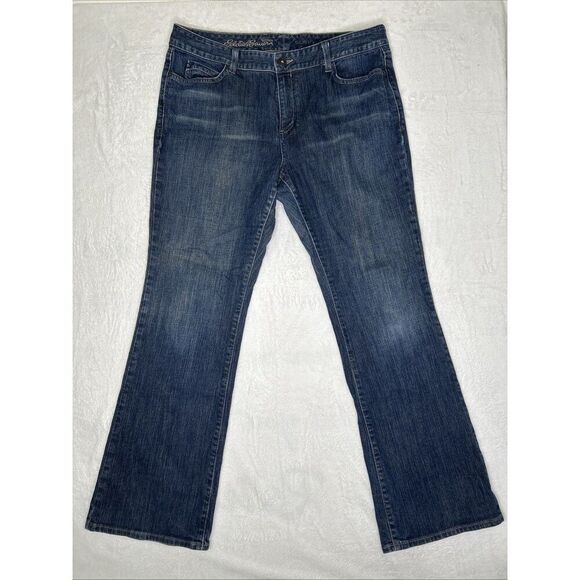 Eddie Bauer Jeans Women’s 16R Blue Curvy Bootcut River Rock Wash Mid Rise - Picture 1 of 11